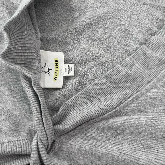 Aerie Light Gray Crew Neck Sweater - Picture 2 of 5